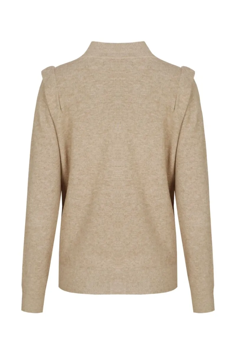 CS The Label Kalina Knit Pullover Khaki, gebreide pullover met ronde hals in khaki